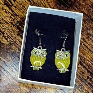 Owl Earrings- Yellow/Green
